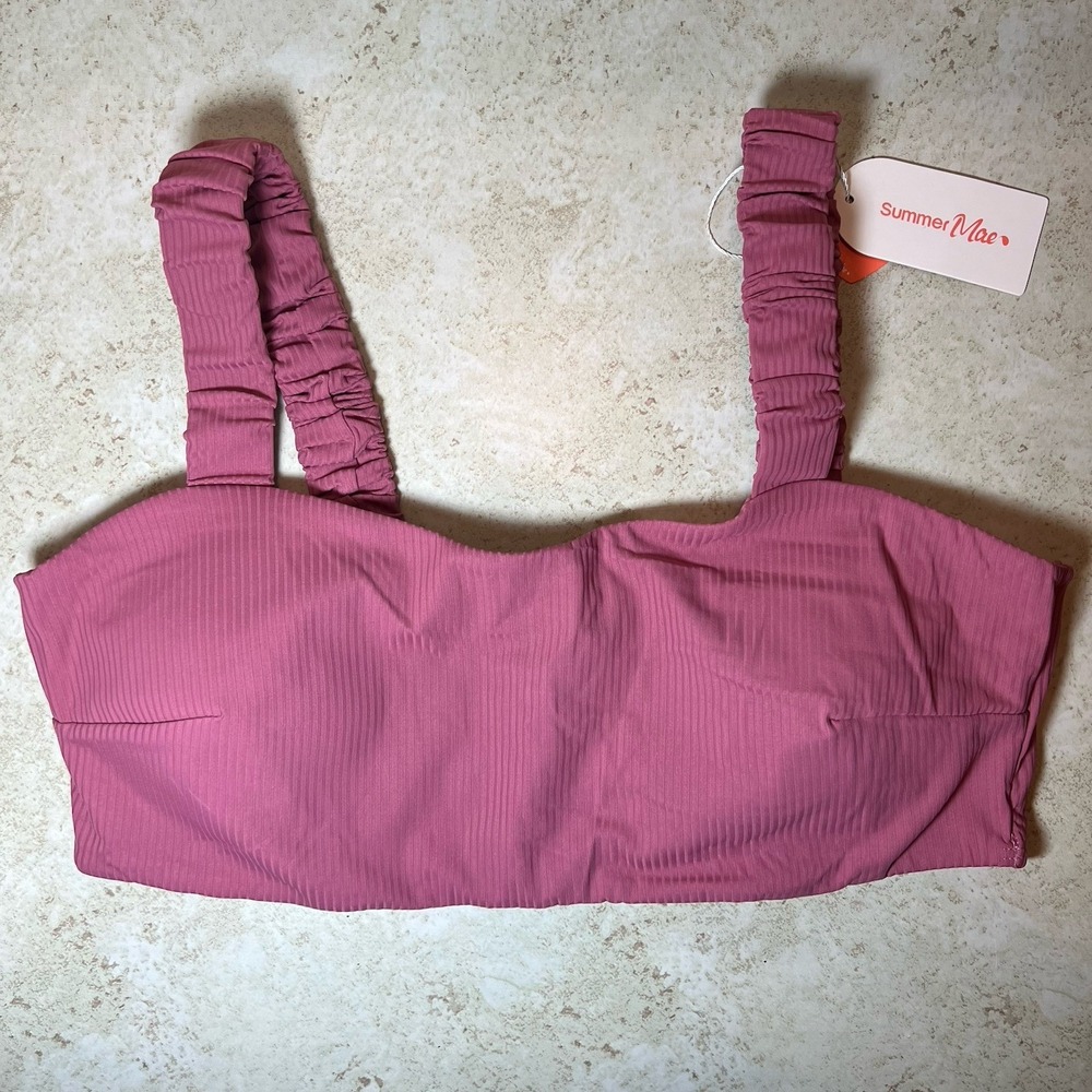 New! Summer Mae Maternity Bikini Top Size 6/8 Mauve Rose‎ Removable Tie Swim NWT - Picture 2 of 7